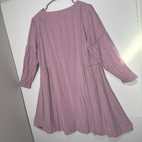 Matilda Jane Turn On The Charm Sheath Dress Women Sz L Lilac Swiss Dots Pleated - Picture 8 of 10